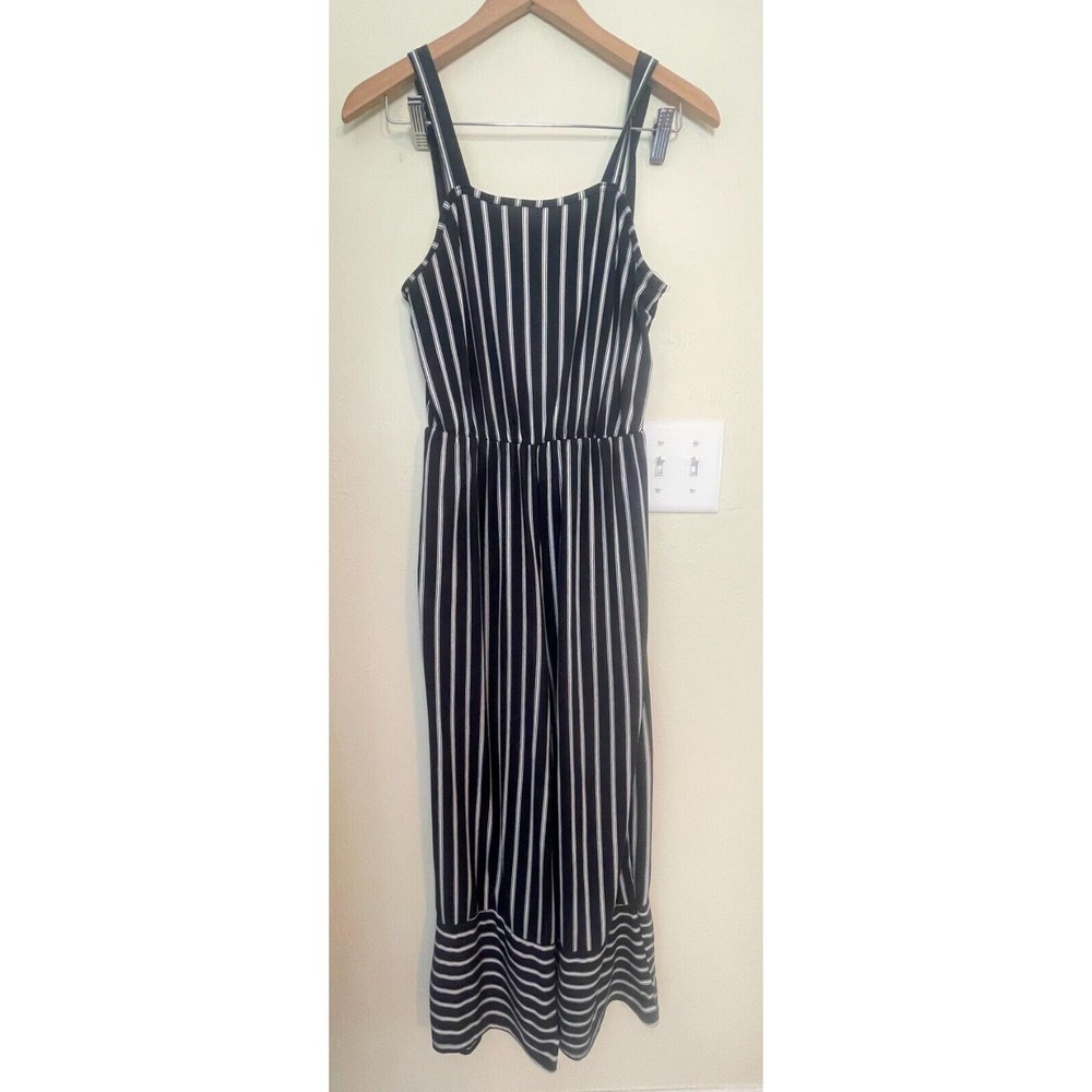 Caution to the Wind Jumpsuit Women’s Small Wide Leg CROPPED Striped Sleeveless